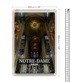 Blechschild Reise 20x30cm Notre Dame Paris Kathedrale