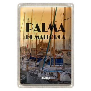 Blechschild Reise 20x30cm Palma de Mallorca Yachten Meer