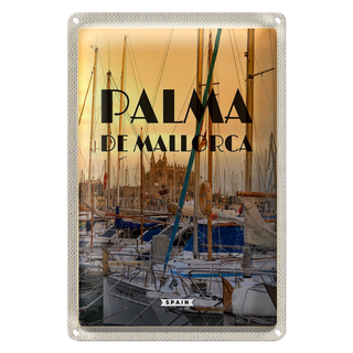 Blechschild Reise 20x30cm Palma de Mallorca Yachten Meer