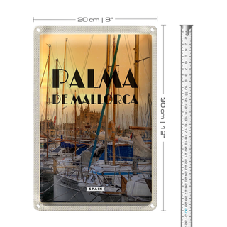 Blechschild Reise 20x30cm Palma de Mallorca Yachten Meer