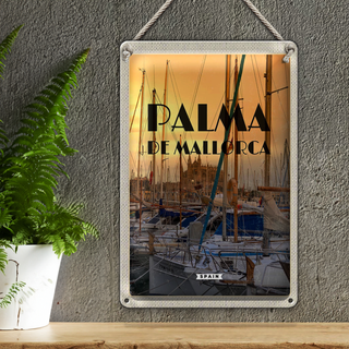 Blechschild Reise 20x30cm Palma de Mallorca Yachten Meer