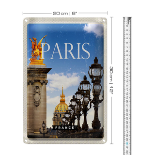 Blechschild Reise 20x30cm Retro Paris France Bild