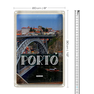Blechschild Reise 20x30cm Porto Portugal Brücke Ponte Dom Luís I
