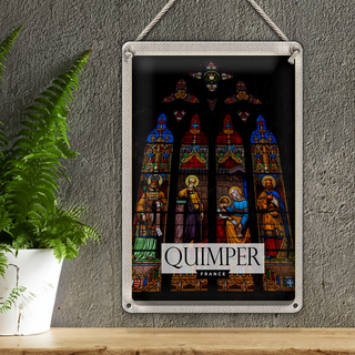 Blechschild Reise 20x30cm Quimper Saint Corentin Kathedrale