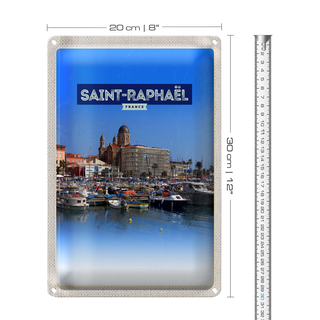 Blechschild Reise 20x30cm Saint-Raphaël France Hafenansicht