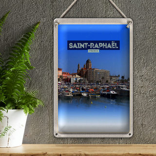 Blechschild Reise 20x30cm Saint-Raphaël France Hafenansicht