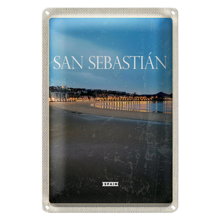 Blechschild Reise 20x30cm Retro San Sebastian Spain Strand Meer