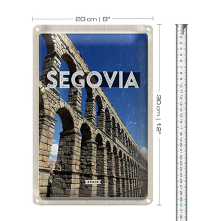 Blechschild Reise 20x30cm Segovia Spain römische Aquädukte