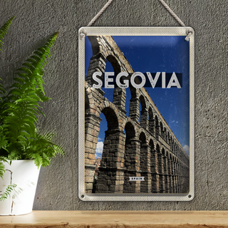 Blechschild Reise 20x30cm Segovia Spain römische Aquädukte