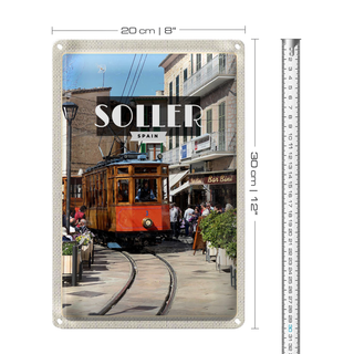 Blechschild Reise 20x30cm Soller Spain Schmalspur-Holzzug