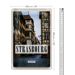 Blechschild Reise 20x30cm Strasbourg France la petite Panorama