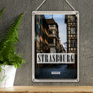 Blechschild Reise 20x30cm Strasbourg France la petite Panorama