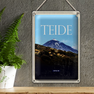Blechschild Reise 20x30cm Retro Teide Spain höchste Berg
