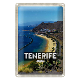 Blechschild Reise 20x30cm Tererife Spain Panorama Bild Meer