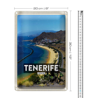 Blechschild Reise 20x30cm Tererife Spain Panorama Bild Meer