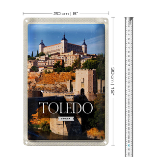 Blechschild Reise 20x30cm Tolerado Spain Altstadt Reiseziel