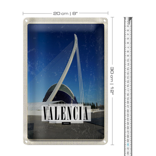 Blechschild Reise 20x30cm Valencia Spanien Hafenstadt Reiseziel