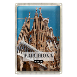 Blechschild Reise 20x30cm Retro Barcelona Reiseziel