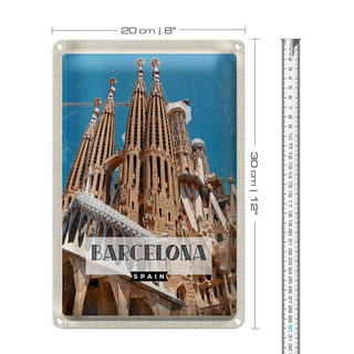 Blechschild Reise 20x30cm Retro Barcelona Reiseziel