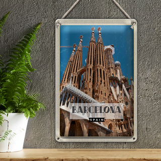 Blechschild Reise 20x30cm Retro Barcelona Reiseziel