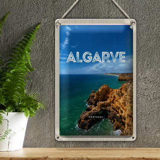 Blechschild Reise 20x30cm Algarve Portugal Meer Urlaub