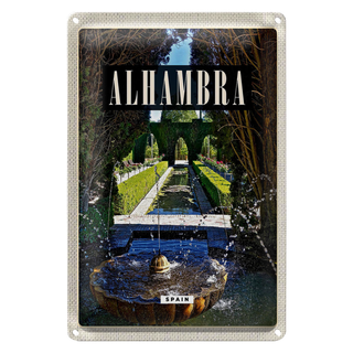 Blechschild Reise 20x30cm Alhambra Spain Spanien Natur