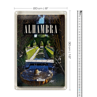 Blechschild Reise 20x30cm Alhambra Spain Spanien Natur