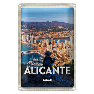 Blechschild Reise 20x30cm Alicante Spain Panorama Bild Urlaub