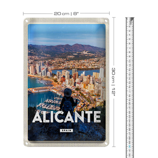 Blechschild Reise 20x30cm Alicante Spain Panorama Bild Urlaub