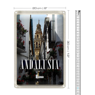 Blechschild Reise 20x30cm Andalusia Spain Spainen Reiseziel