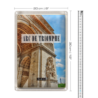Blechschild Reise 20x30cm Arc de Triomphe Paris Reiseziel