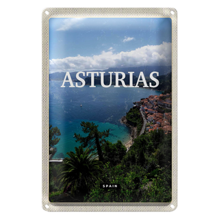 Blechschild Reise 20x30cm Asturias Spain grüner Diamant
