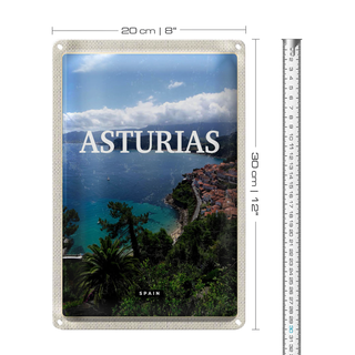 Blechschild Reise 20x30cm Asturias Spain grüner Diamant