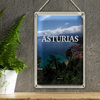 Blechschild Reise 20x30cm Asturias Spain grüner Diamant