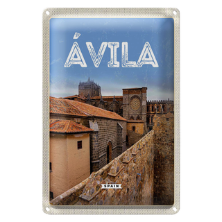 Blechschild Reise 20x30cm Avila Spain Mittelalter Stadtmauer
