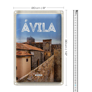 Blechschild Reise 20x30cm Avila Spain Mittelalter Stadtmauer