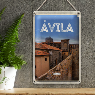 Blechschild Reise 20x30cm Avila Spain Mittelalter Stadtmauer