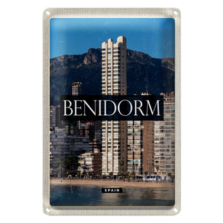 Blechschild Reise 20x30cm Benidorm Spain Panorama Poster