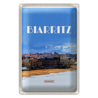 Blechschild Reise 20x30cm Biaritz France Reiseziel Urlaub