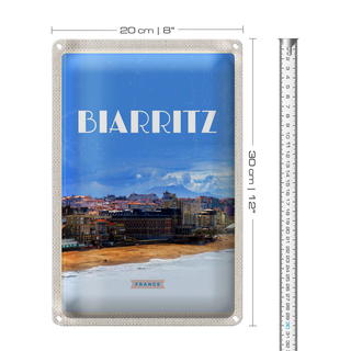 Blechschild Reise 20x30cm Biaritz France Reiseziel Urlaub