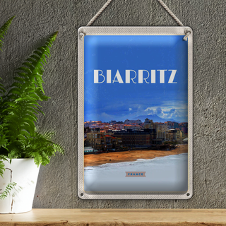 Blechschild Reise 20x30cm Biaritz France Reiseziel Urlaub