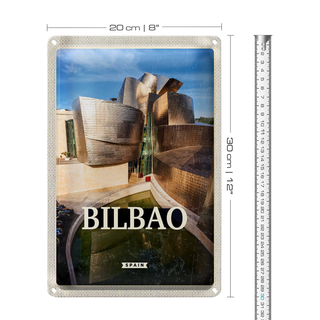 Blechschild Reise 20x30cm Bilbao Spain Hafenstadt Urlaubsort