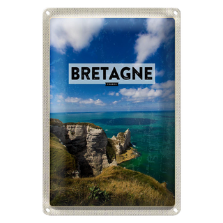 Blechschild Reise 20x30cm Bretagne France Meer Berge Urlaub