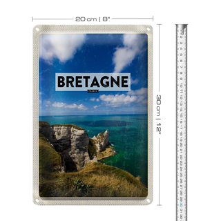Blechschild Reise 20x30cm Bretagne France Meer Berge Urlaub