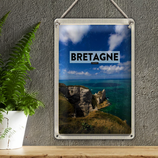 Blechschild Reise 20x30cm Bretagne France Meer Berge Urlaub