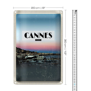 Blechschild Reise 20x30cm Cannes France Panorama Bild Urlaub