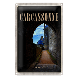 Blechschild Reise 20x30cm Carcassonne France Burg Altstadt