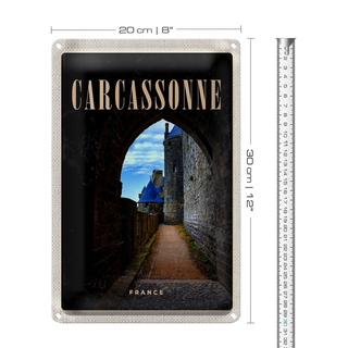 Blechschild Reise 20x30cm Carcassonne France Burg Altstadt