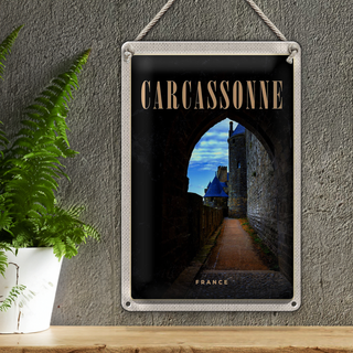 Blechschild Reise 20x30cm Carcassonne France Burg Altstadt