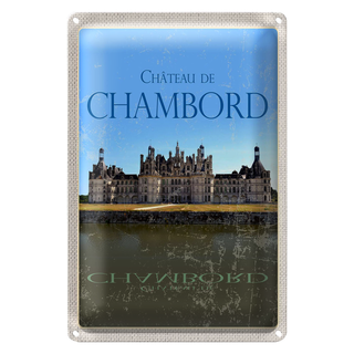Blechschild Reise 20x30cm Chateau de Chambord Schloss Retro